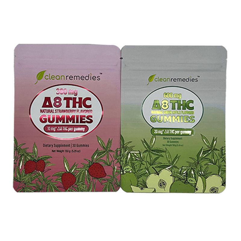 Clean Remedies Delta 8 600mg THC Gummies Mylar Bags